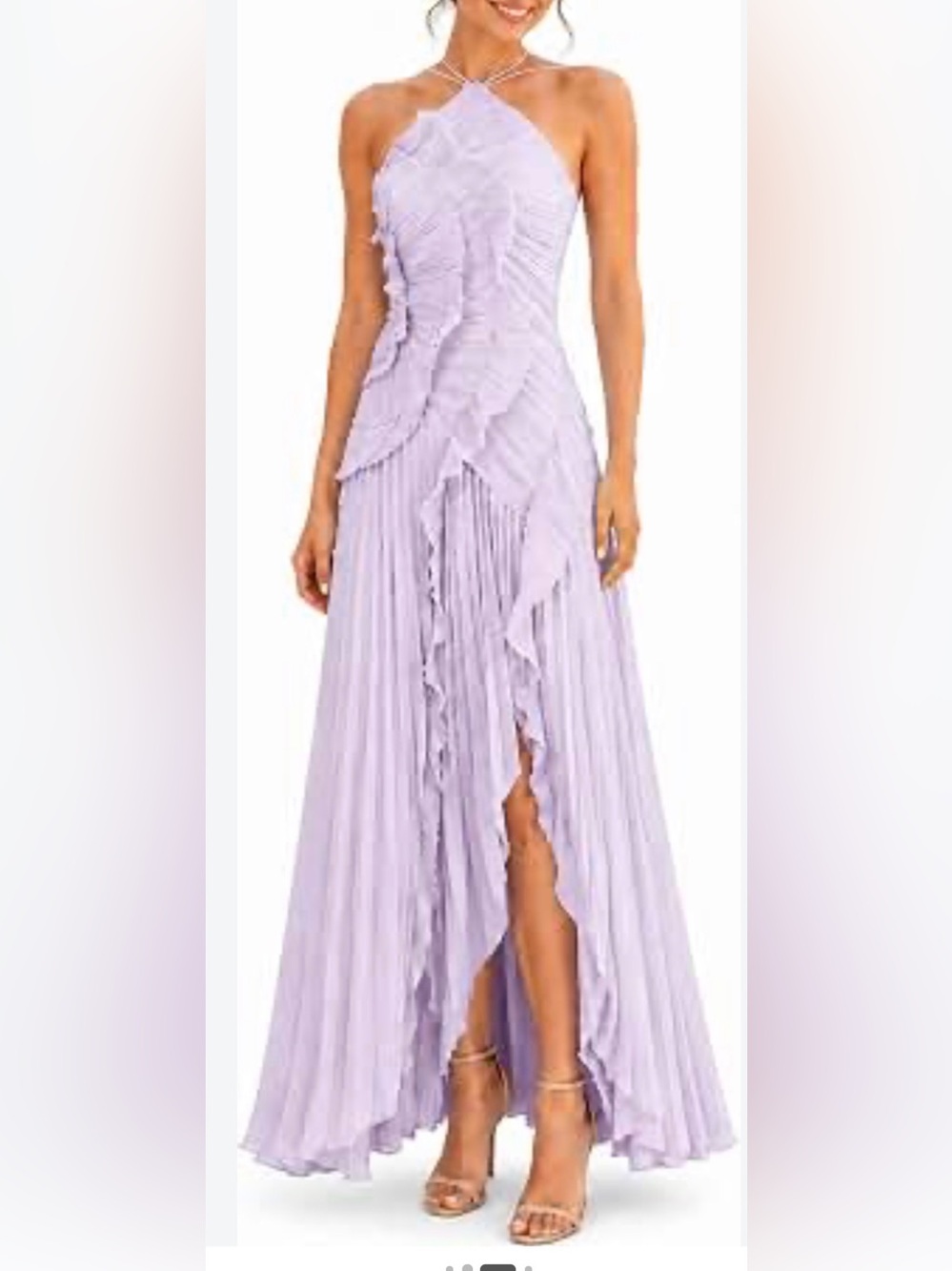 Lavender Pleated Ruffle Maxi Dress | Y2K Romantic | Bridesmaid